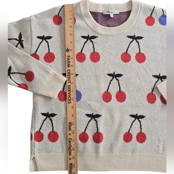Madewell Cream Sweater with Red and Blue Cherry Design - Picture 4 of 6